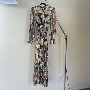 Hemant and Nadita gold floral dress